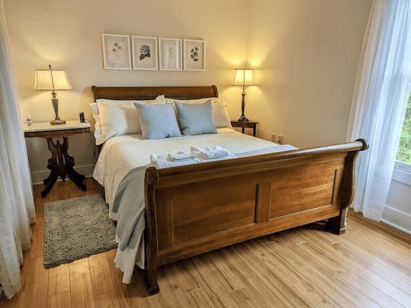 Queen bedroom in the main bed and breakfast home