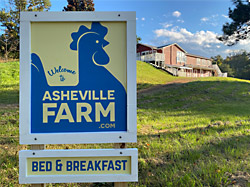B and B asheville farm welcome sign